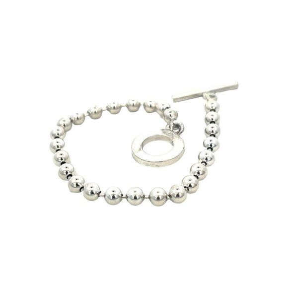 Gucci Estate Toggle Bracelet Size 8 Sterling Silver 8 mm Beads G34 - Picture 7 of 7